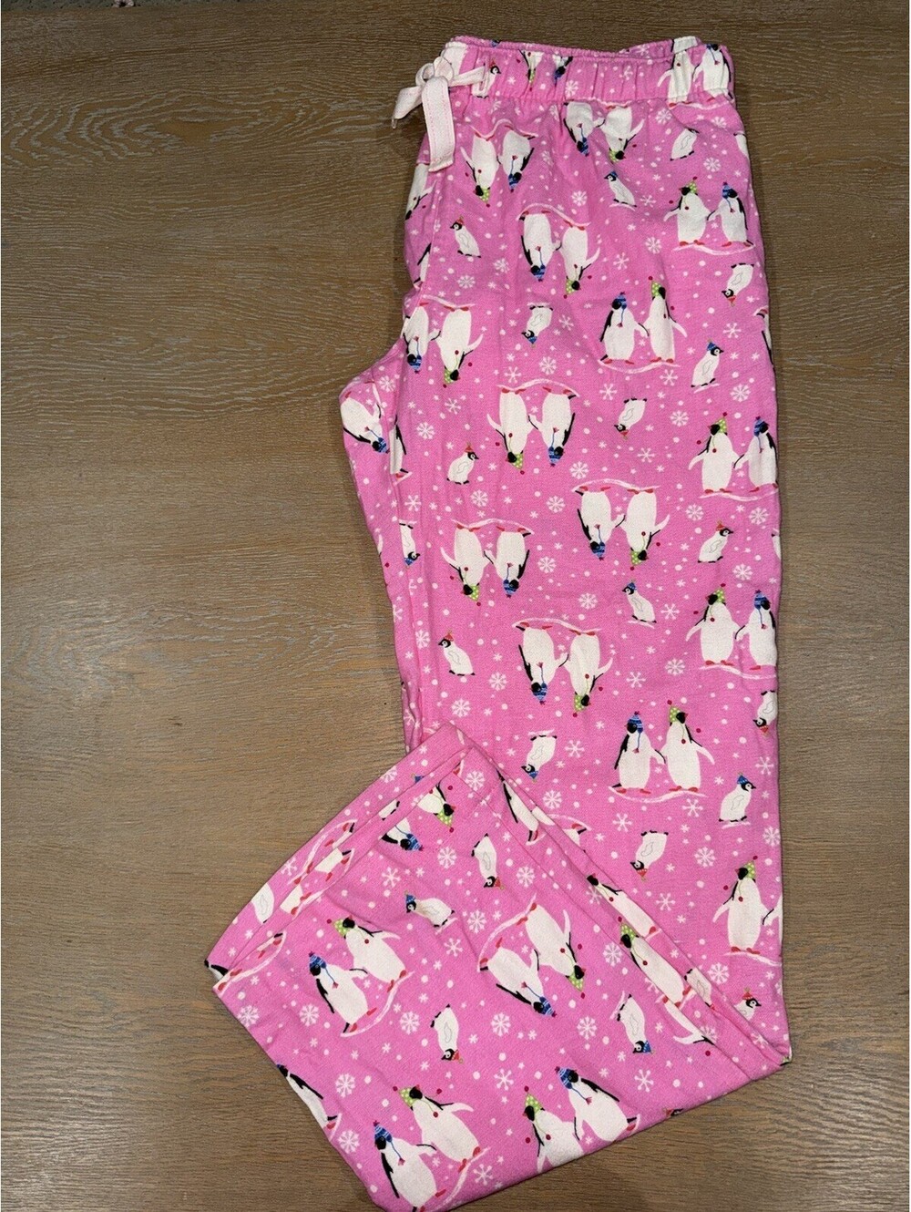 Women's Old Navy Flannel Pajamas Pink Penguins SIZE LARGE NWT